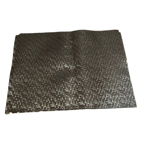 Set of 4 Wire Woven Place Mats 19.5 x 14" Silver Charcoal Dining Mats - Picture 4 of 10